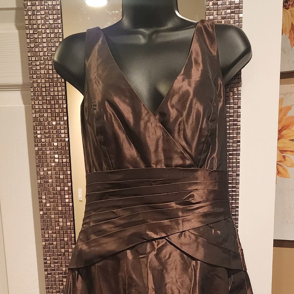 Beslsoie Brown Long Wrap Top Dress, Size 8
